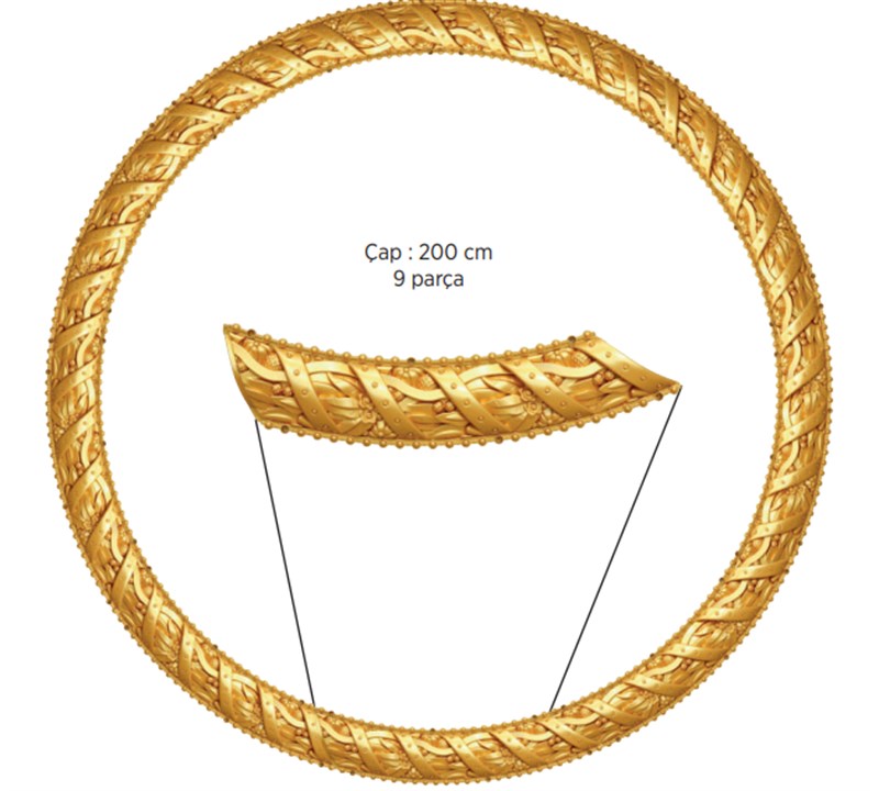 Altın Geçmeli Oval 9 Parçalı Saray Tavan Motif