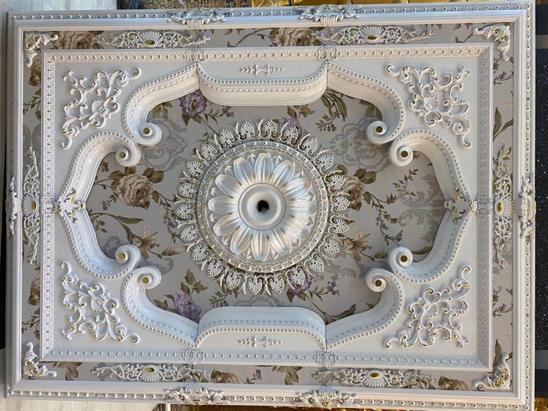 Beyaz Altın Dikdörtgen Saray Tavan 120 X 160 cm