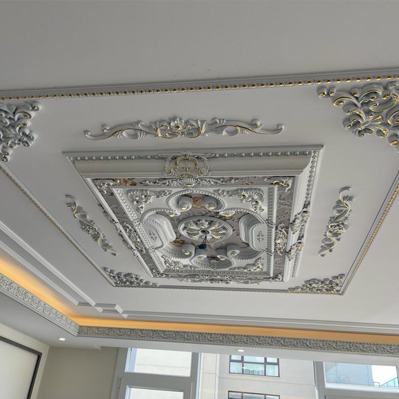 Beyaz Altın Dikdörtgen Saray Tavan 90 X 120 cm